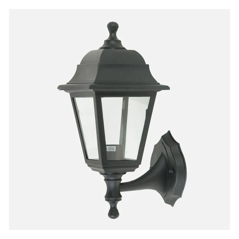 Aplique de Exterior Clásico Negro Cristal / Policarbonato 1xE27 IP44