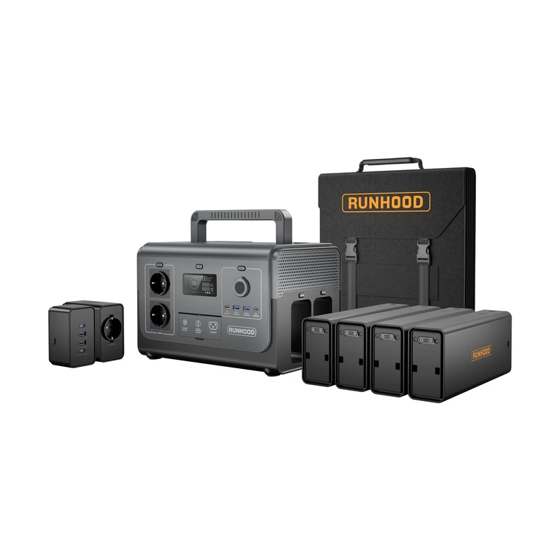Estación Batería Portátil Runhood Rallye 1200W Plus 1296Wh con 4 Módulos Intercambiables + Panel Solar 100W