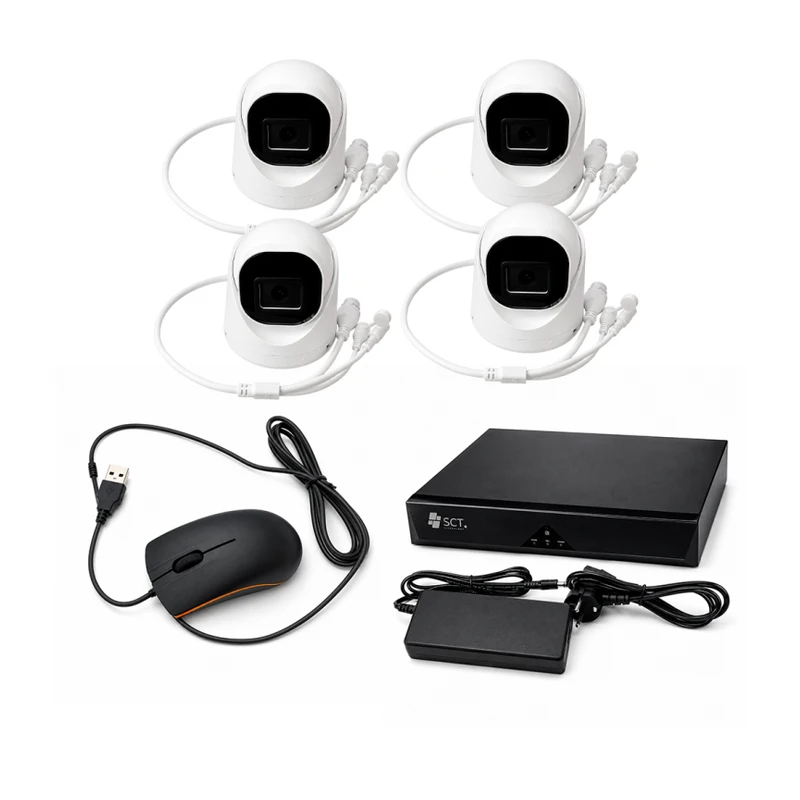 Kit de Videovigilancia AHD 4 Canales Full Color con 4 Cámaras IP 4 Mpx.