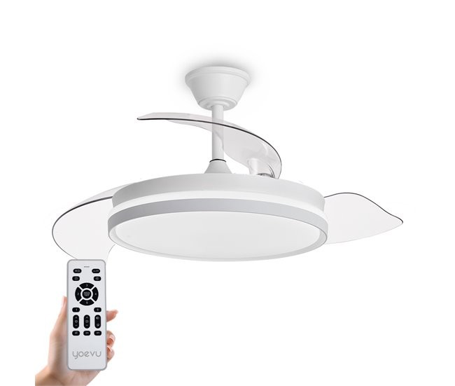 Ventilador de techo LED retráctil con mando para dormitorio o salón